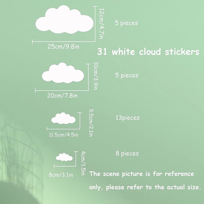 thovorrnl Big Clouds Wall Decals Removable DIY Large Vinyl Sticker Self Adhesive Wallpaper for Living Room Nursery Children Baby Kids Boys Girls Bedroom Decor Home Art Mural Dec - Image 5
